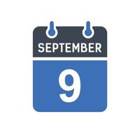 September 9 Calendar Date Icon vector