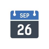 September 26 Date of Month Calendar vector