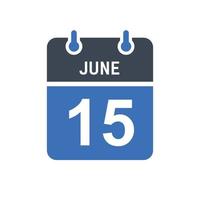 June 15 Calendar Date Icon vector