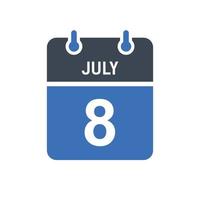 July 8 Calendar Date Icon vector