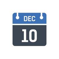 December 10 Calendar Date Icon vector