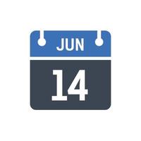 June 14 Calendar Icon, Date Icon vector