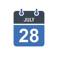 July 28 Calendar Date Icon vector