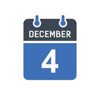 icono de fecha de calendario del 4 de diciembre vector