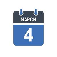 March 4 Calendar Date Icon vector