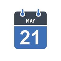 May 21 Calendar Date Icon vector