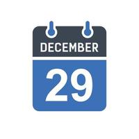 December 29 Calendar Date Icon vector