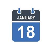 icono de fecha de calendario del 18 de enero vector