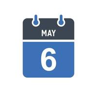 May 6 Calendar Date Icon vector