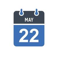 icono de fecha de calendario del 22 de mayo vector