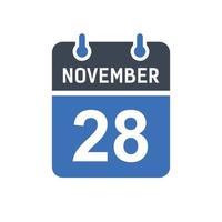 November 28 Calendar Date Icon vector