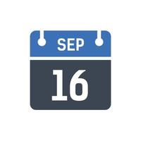 16 de septiembre fecha del mes calendario vector