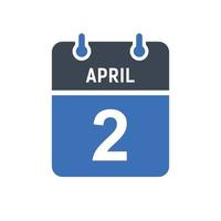 April 2 Calendar Date Icon vector