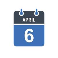 April 6 Calendar Date Icon vector