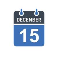 icono de fecha de calendario del 15 de diciembre vector