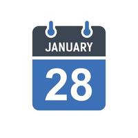 icono de fecha de calendario del 28 de enero vector