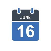 June 16 Calendar Date Icon vector