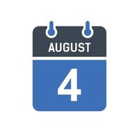 August 4 Calendar Date Icon vector
