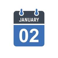 January 2 Calendar Date Icon vector