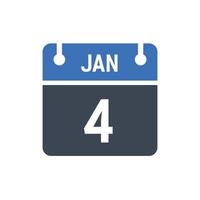 January 4 Date of Month Calendar vector