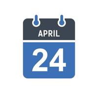 April 24 Calendar Date Icon vector