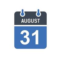icono de fecha de calendario del 31 de agosto vector