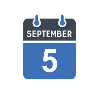 icono de fecha de calendario del 5 de septiembre vector