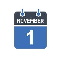 November 1 Calendar Date Icon vector