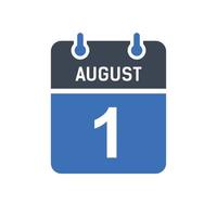 icono de fecha de calendario del 1 de agosto vector