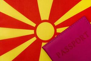 On the flag of Macedonia is a passport. photo