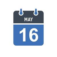 icono de fecha de calendario del 16 de mayo vector