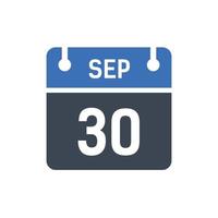 September 30 Date of Month Calendar vector