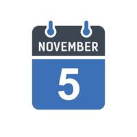 November 5 Calendar Date Icon vector