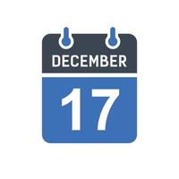 icono de fecha de calendario del 17 de diciembre vector