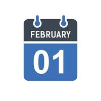 icono de fecha de calendario del 1 de febrero vector