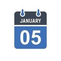 January 5 Calendar Date Icon vector