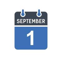 icono de fecha de calendario del 1 de septiembre vector