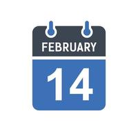 February 14 Calendar Date Icon vector