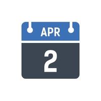 April 2 Calendar Date Icon vector