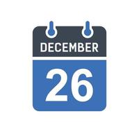 December 26 Calendar Date Icon vector