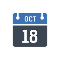 October 18 Date of Month Calendar vector