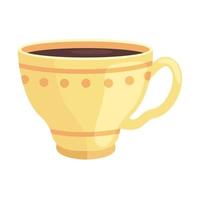 coffee in yellow cup vector