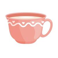 té en taza de color rosa vector