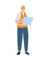 engineer man with blueprint vector