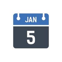 January 5 Date of Month Calendar vector