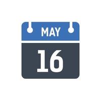 May 16 Calendar Icon, Date Icon vector