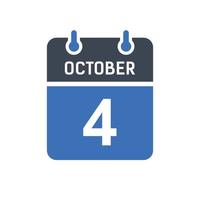October 4 Calendar Date Icon, Event Date Icon, Calendar Date, Icon Design vector