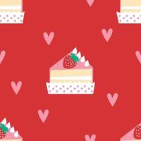 cute cake childish style vector seamless pattern. pink heart on red background. girl's elements decorative cute.graphic of hand drawn illustration for print, design, wrapping paper, pet