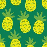 Pineapple cartoon style vector seamless pattern. summer fruit on a green background. minimal elements decorative cute. graphic of hand drawn illustration for print, wallpaper, textile, wrapping paper