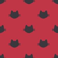 Cat pattern. black cat on red background. The seamless cute pattern and one character for T-shirt vector design for fashion, wrapping paper, background, wallpaper.